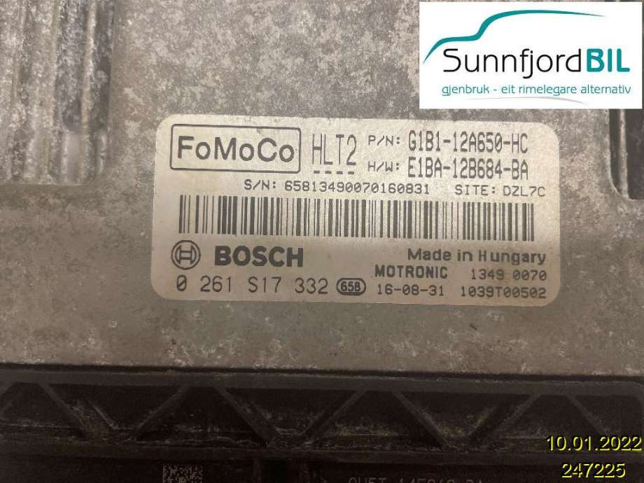 Styreenhet motor til Ford Fiesta 2013-2017 (Type VI, Fase 2)  (FORD|G1B112A650HC||0261S17332)