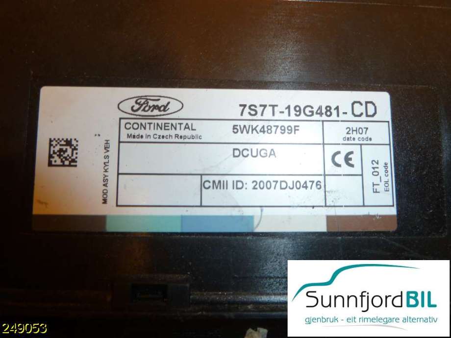Styreenhet comfort (BCM) til Ford S-Max 2010-2015 (Type I, Fase 2)  (FORD|7S7T19G481CD|)