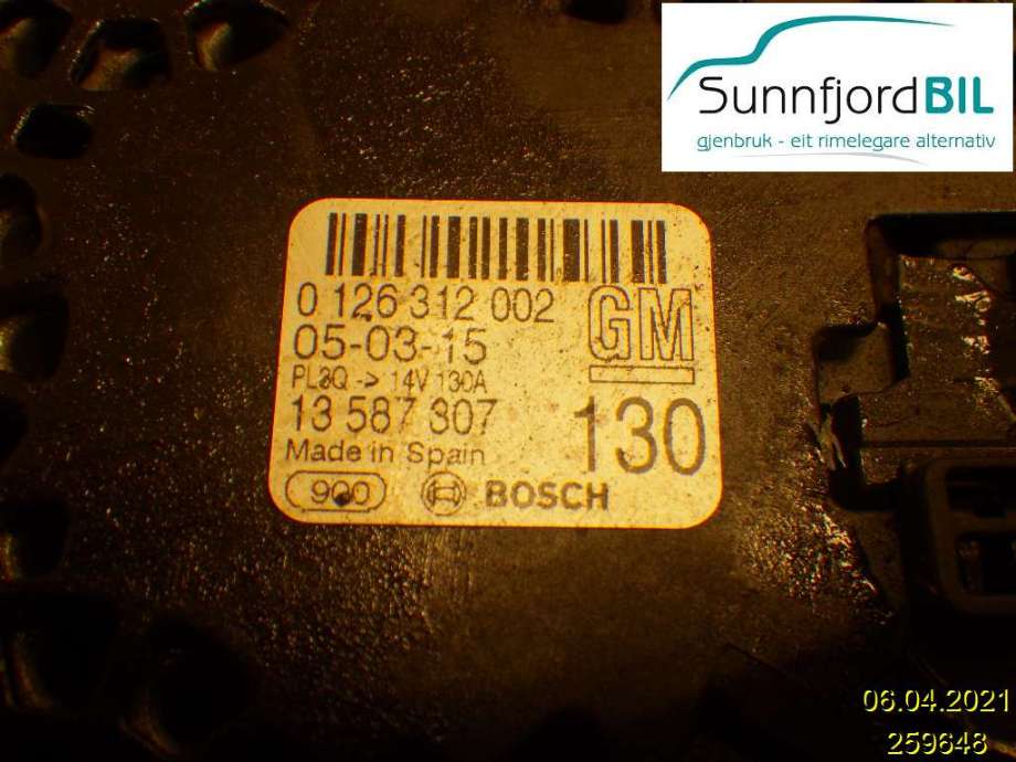 Dynamo til Opel Corsa E 2015-2019  (OPEL|0126312002|13587307|)