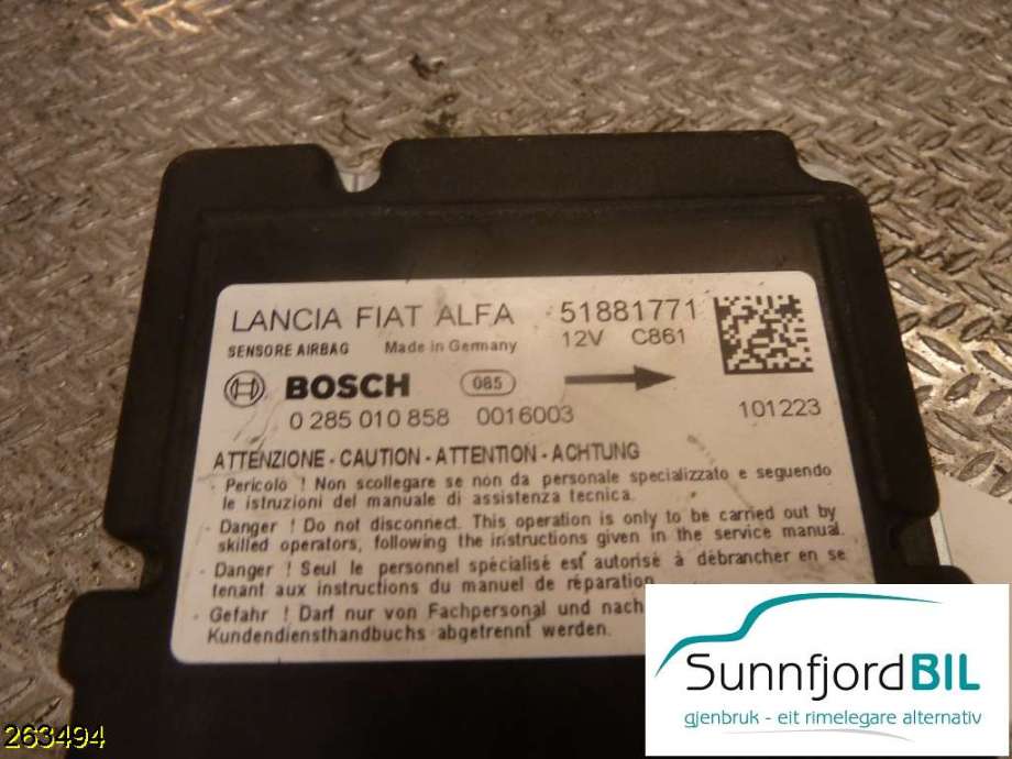 Airbag elektronikk til Fiat Doblo 2010-->> (Type II)  (FIAT|51881771|)