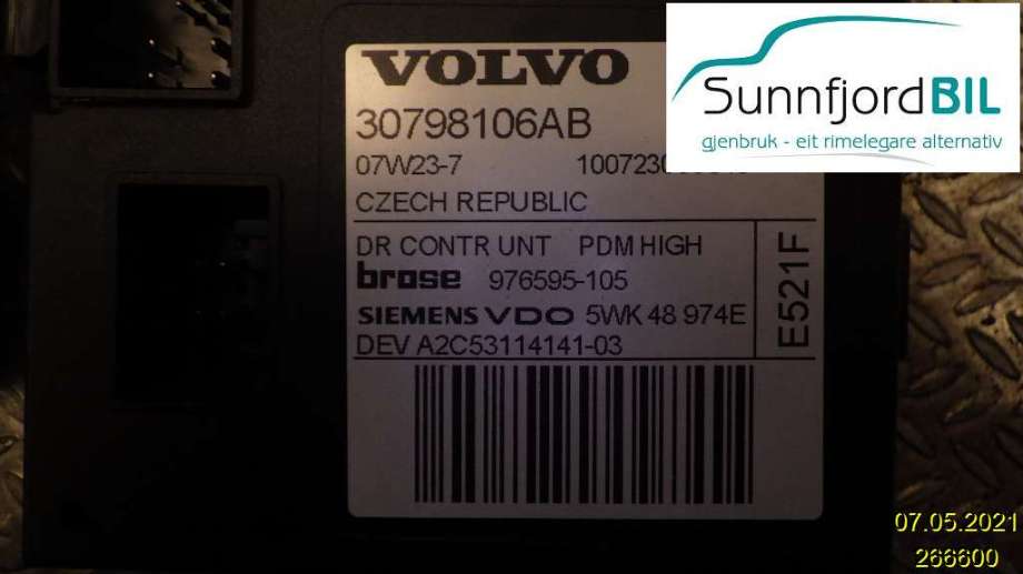 Ruteheis høyre til Volvo C30, 2006-2009 (Fase 1)  (VOLVO|30798106AB)