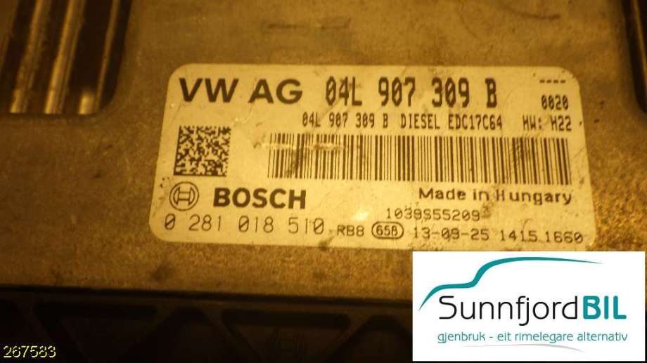 Styreenhet motor til Škoda Octavia 2013-2016 (Type III, Fase 1)  (SKODA|04L907309R|0281018510|)