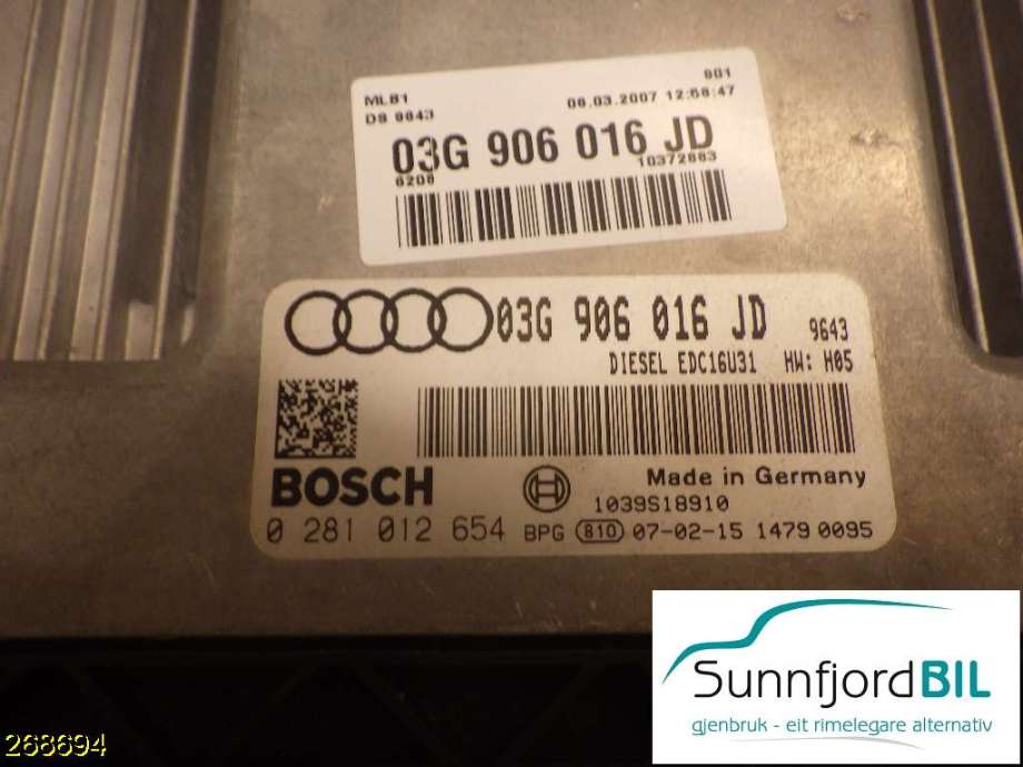 Styreenhet motor til Audi A4 2004-2008 (Type III) (B7) (B7) (03G906016JD|)