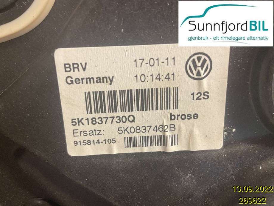 Ruteheis til VW Golf VI 2008-2012  (VOLKSWAGEN|5K0837462B||5K0 837 462 B)