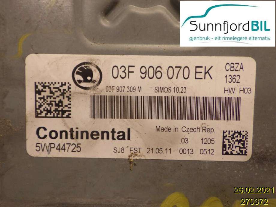 Styreenhet motor til Škoda Fabia 2010-2014 (Type II, Fase 2)  (SKODA|03F906070EK|)