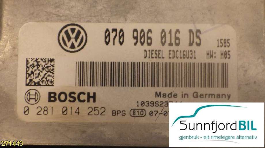 Styreenhet motor til VW Transporter / Caravelle 2003-2009 (Fase 1) (T5) (T5) (VOLKSWAGEN|070906016DS|0281014252|)