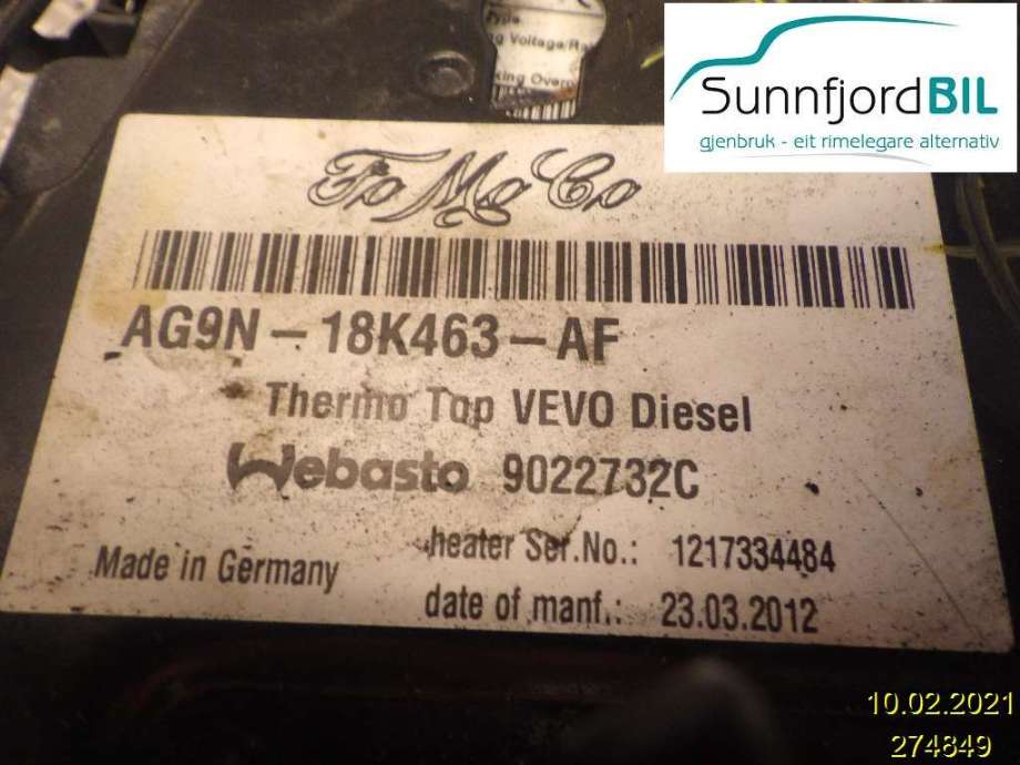 Dieselvarmer til Peugeot 3008, 2009-2016 (Type I)  (PEUGEOT|AG9N18K463AF)