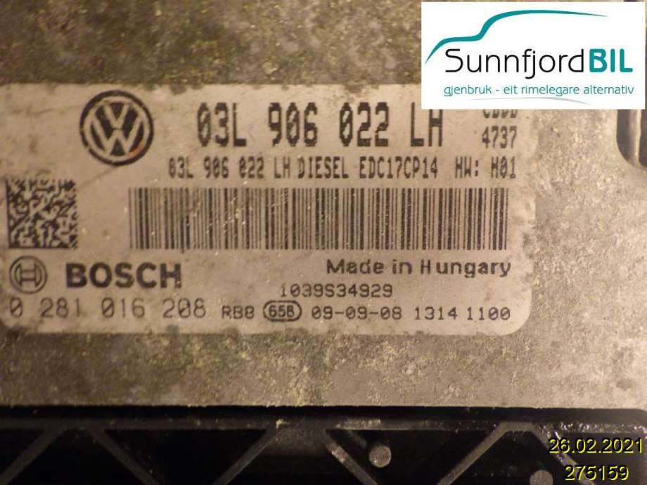 Styreenhet motor til Škoda Yeti 2009-2013 (Fase 1) (SKODA|03L906022LH|0281016208|)