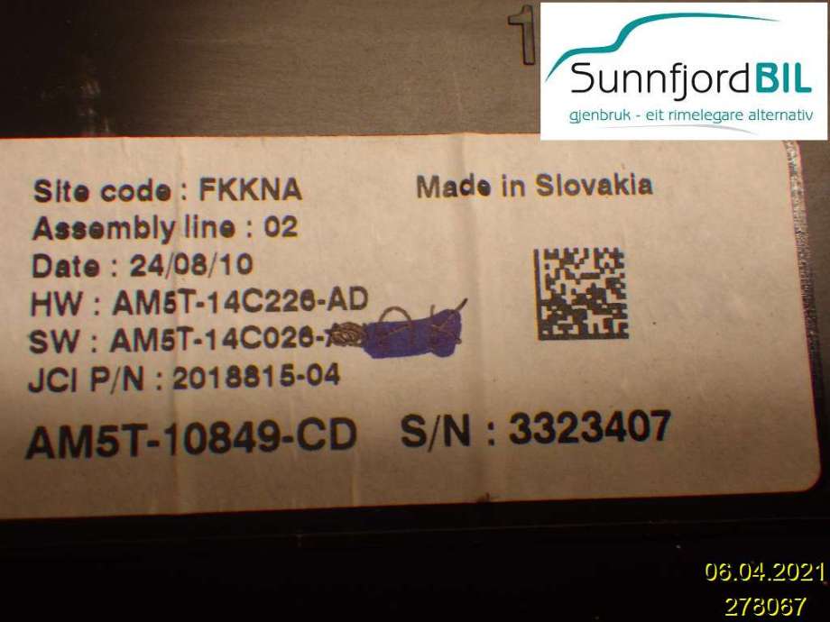 Instrumentpanel til Ford C-Max 2010-2015 (Type II, Fase 1)  (FORD|AM5T10849CD|)