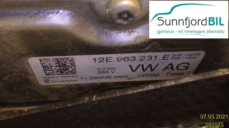 Varmeapparat motor bak til VW e-Golf, 2014-2017 (Fase 1)  (VOLKSWAGEN|12E963231E)