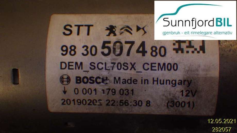 Starter til Peugeot 508, 2018-->> (Type II)  (PEUGEOT|9830507480)