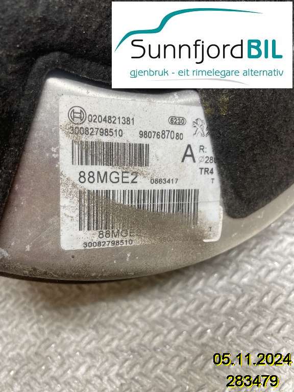 Bremsekraft-forsterker til Opel Grandland X 2017-->>  (|9807687080)