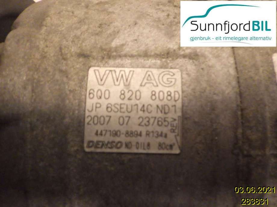 Aircondition kompressor til Škoda Roomster 2010-2015 (Fase 2)  (SKODA|6Q0820808D|)