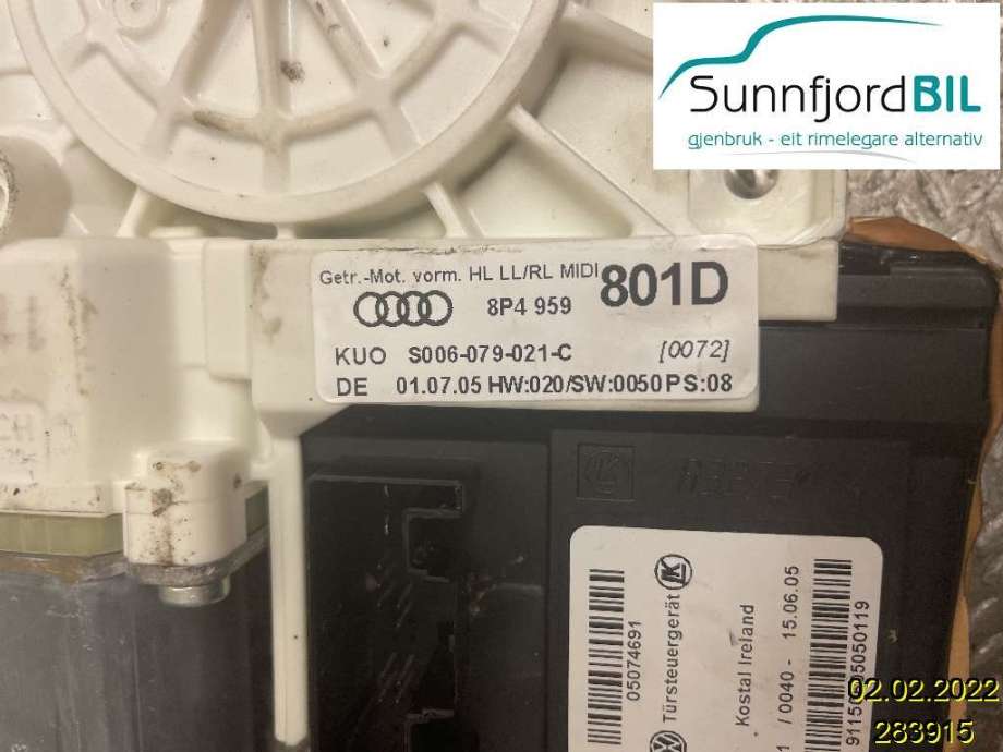 Ruteheis venstre til Audi A3 2003-2008 (Type II, Fase 1)  (AUDI|8P4959801D|)