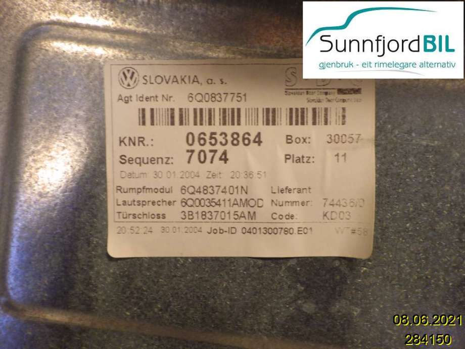 Ruteheis til VW Polo 2002-2005 (Type IV, Fase 1)  (VOLKSWAGEN||6Q0 837 751)