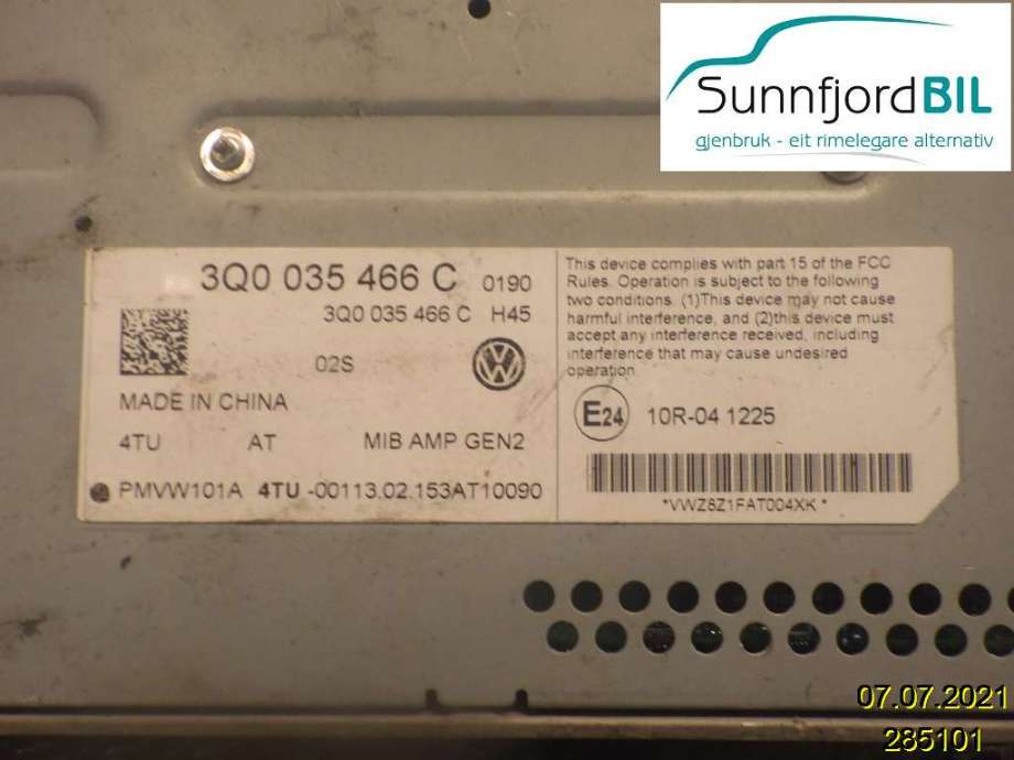 Bilstereo forsterker til Volvo V50 2007-2012 (Fase 2)  (VOLVO|3Q0035466C|)