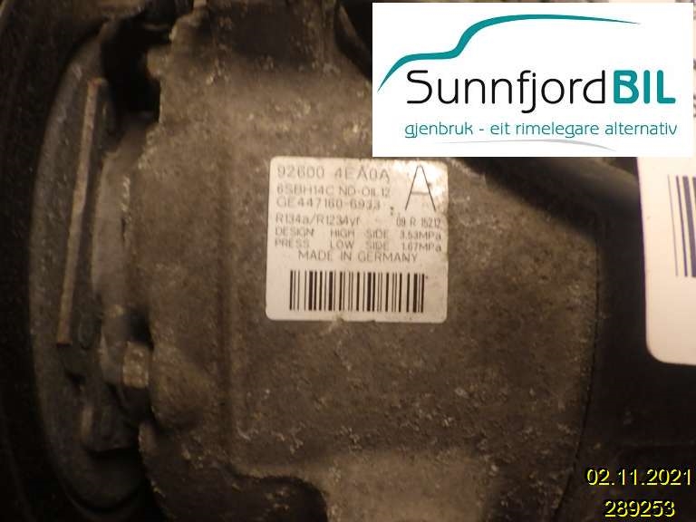 Aircondition kompressor til Nissan Qashqai, 2010-2014 (Type I, Fase 2)  (NISSAN|926004EA0A)