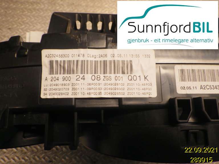 Instrumentpanel til Mercedes C-Klasse 2011-2014 (Fase 2) (W204) (W204) (MERCEDES|A2049002408|)