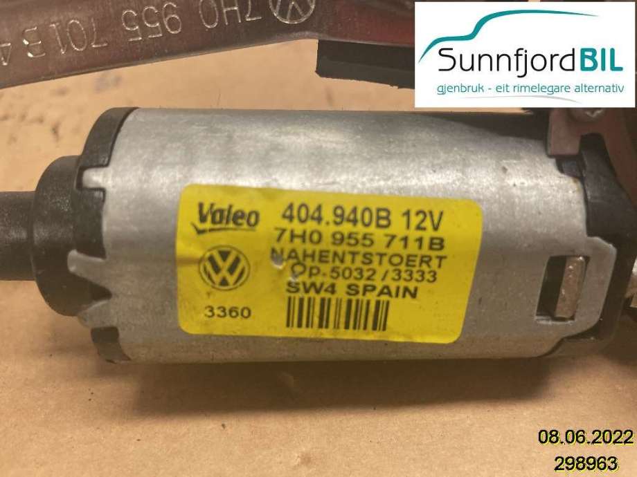 Viskermotor bakrute til VW Transporter / Caravelle 2009-2015 (Fase 2) (T5) (T5) (VOLKSWAGEN|7H0955711B|)