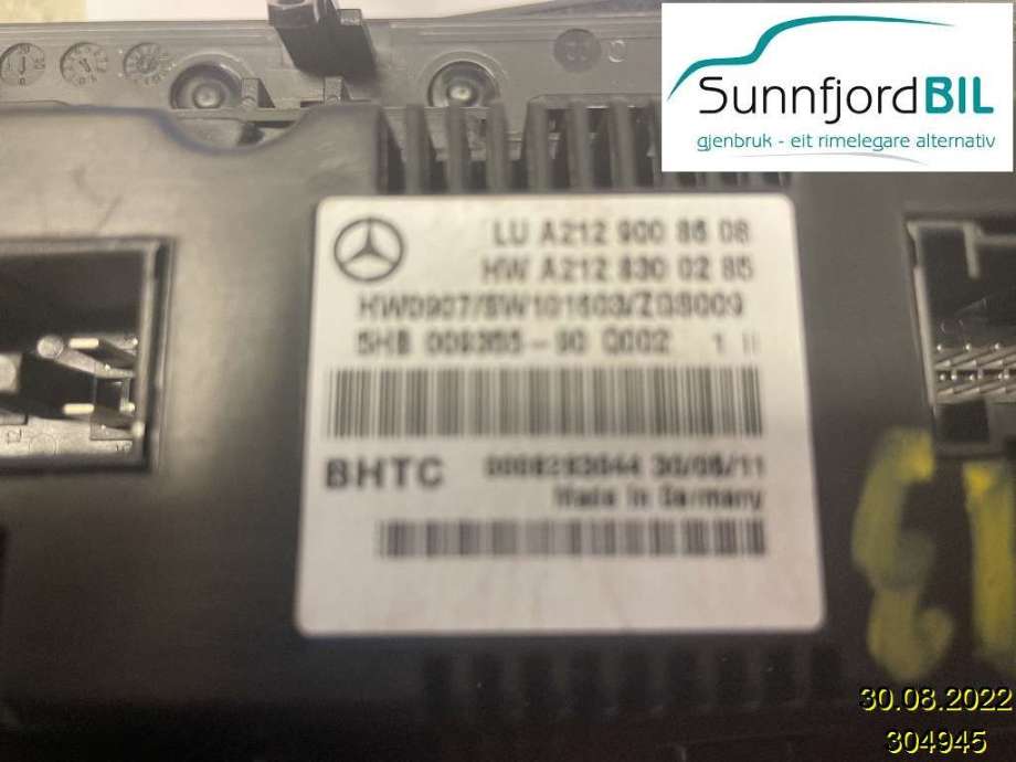 Varmeapparat betjening til Mercedes E-Klasse 2009-2013 (Fase 1) (W212) (W212) (MERCEDES|A2129008608|)
