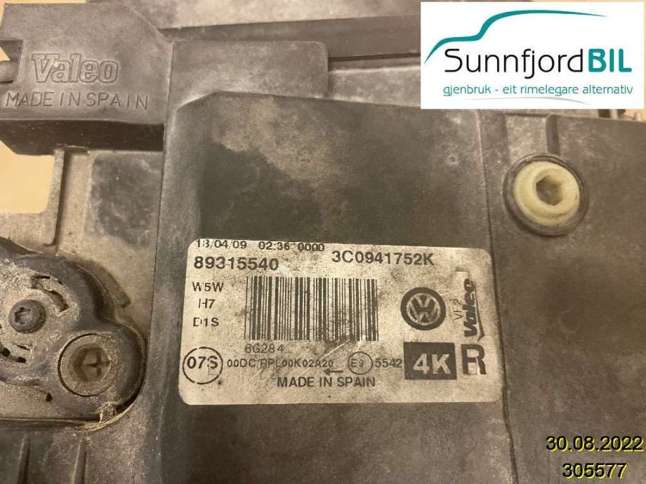 Frontlykt høyre xenon til VW Passat 2005-2010 (B6) (B6) (VOLKSWAGEN|3C0941752K|)