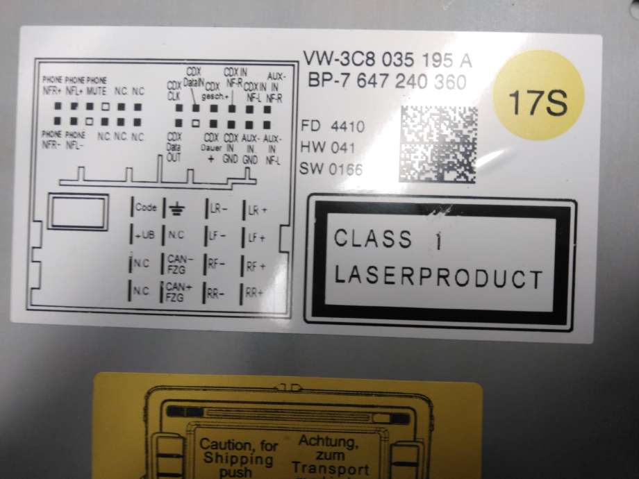 Bilstereo til VW Passat 2011-2015 (B7) (B7) (VOLKSWAGEN||3C8035195A)
