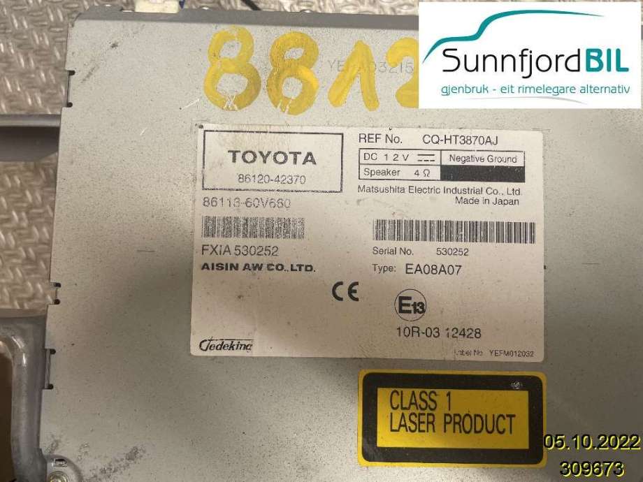 Bilstereo navigasjon til Toyota RAV4, 2009-2013 (Type III, Fase 2)  (TOYOTA|86120142370)