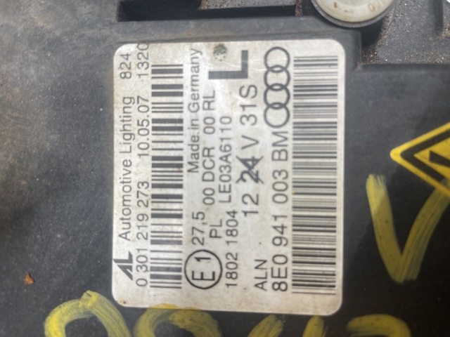 Frontlykt venstre xenon til Audi A4 2004-2008 (Type III) (B7) (B7) (AUDI|8E0 941 029 BM||8E0941003BM)