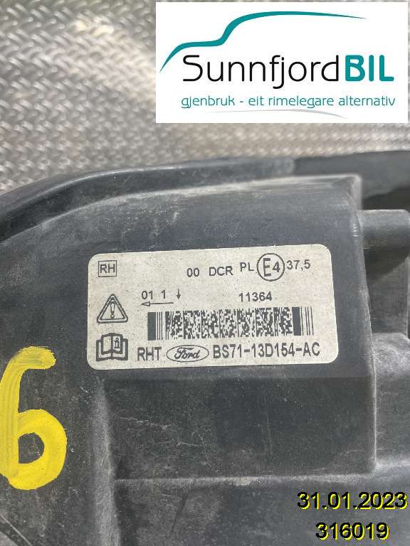 Frontlykt høyre halogen til Ford Mondeo 2011-2014 (Type IV, Fase 2)  (FORD|BS7113005AF|1811624|BS7113D154AC)