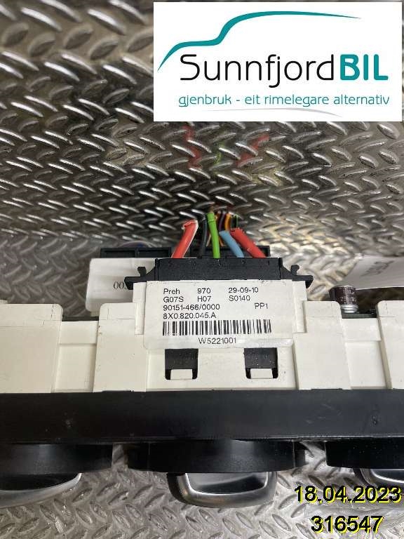 Varmeapparat betjening til Audi A1 2010-2014 (Type I, Fase 1)  (AUDI|8X0820045A|)
