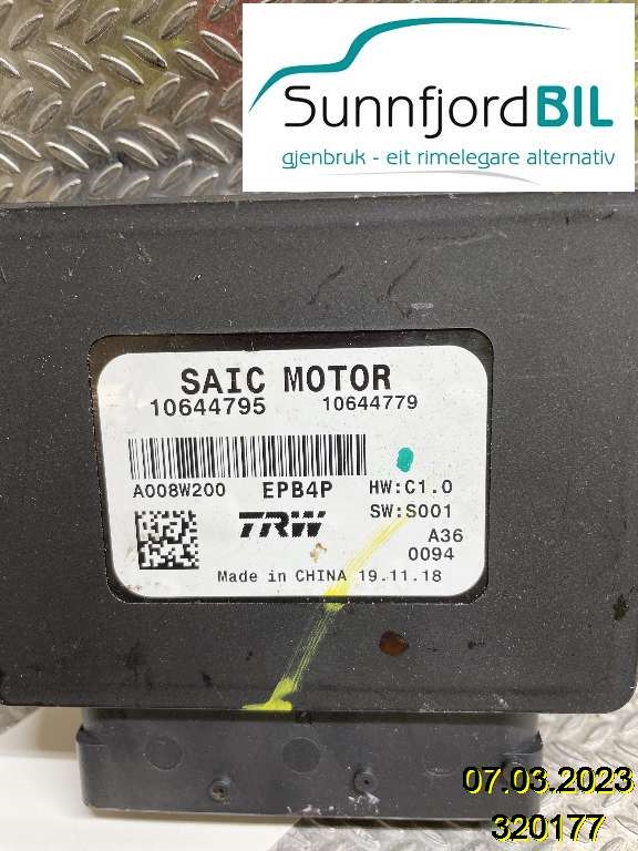 Styreenhet elektrisk parkbrems (EPB - Electric Parking Brake) til MG ZS EV 2019-2021 (Type I, Fase 1)  (|A008W200|10644795)