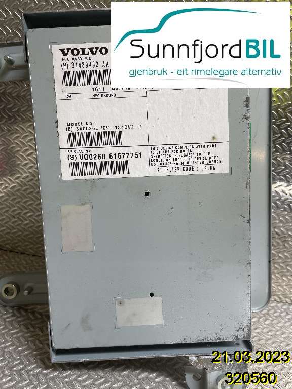 Bilstereo forsterker til Volvo V60/V60 CC, 2013-2018 (Type I, Fase 2)  (VOLVO|36003216)