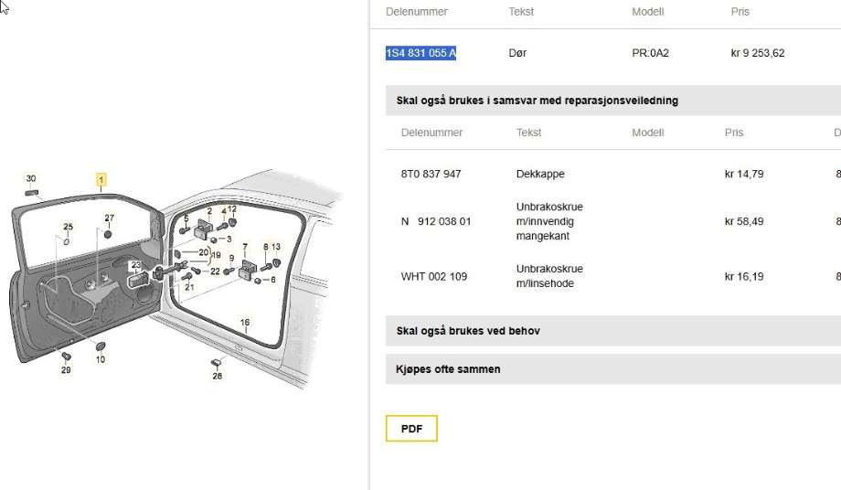 Dør venstre foran til Škoda Citigo-e 2019-->>  (SKODA|1S4 831 055 A|)
