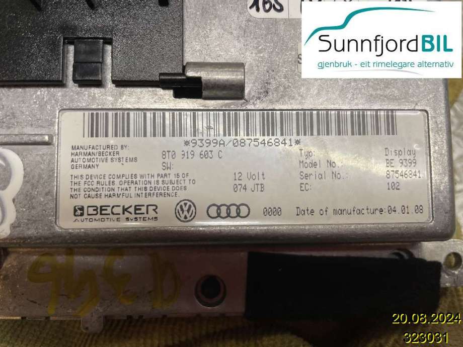 Instrument kjørecomputer til Audi Q7 2006-2010 (Type I, Fase 1)  (AUDI|8T0 919 603 C|)