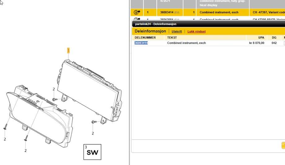 Instrumentpanel til Polestar 2, 2020-->>  (36003414)