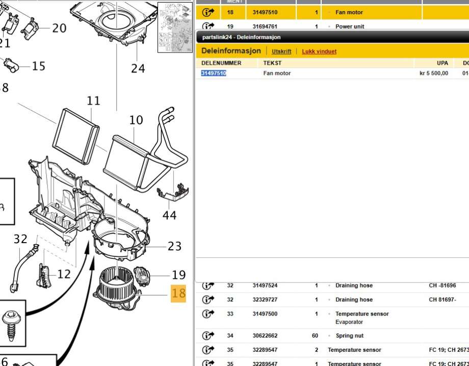 Varmeapparat motor til Polestar 2, 2020-->>  (31497510)