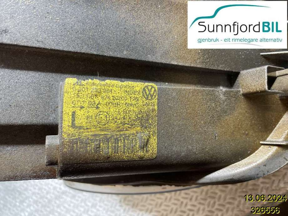 Frontlykt venstre halogen til VW Touran 2007-2010 (Type I, Fase 2)  (VOLKSWAGEN|1T1941005B|0301233201|)