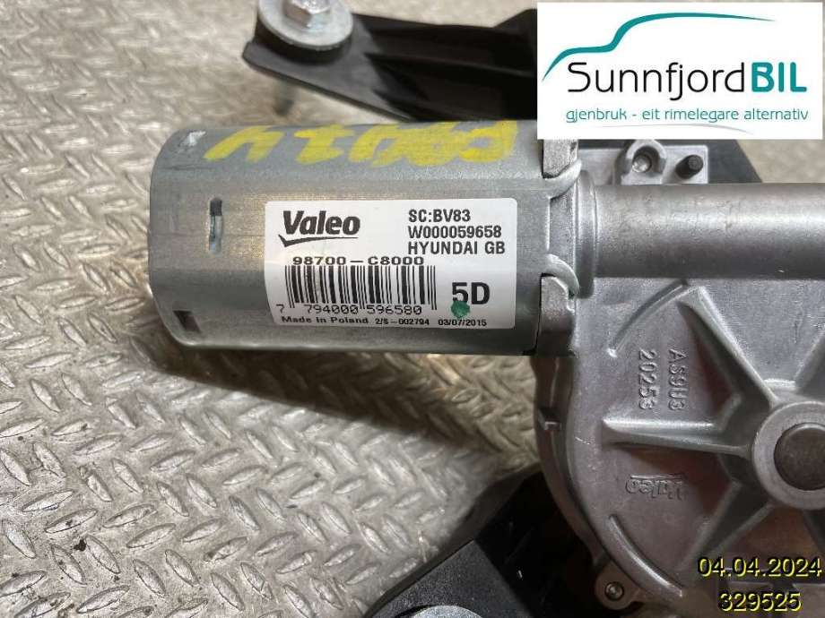 Viskermotor bakrute til Hyundai i20, 2015-2020 (Type II)  (HYUNDAI|)
