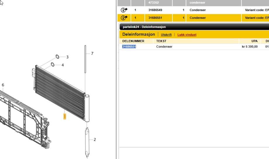 Aircondition radiator til Polestar 2 2020-->>  (31686551|)
