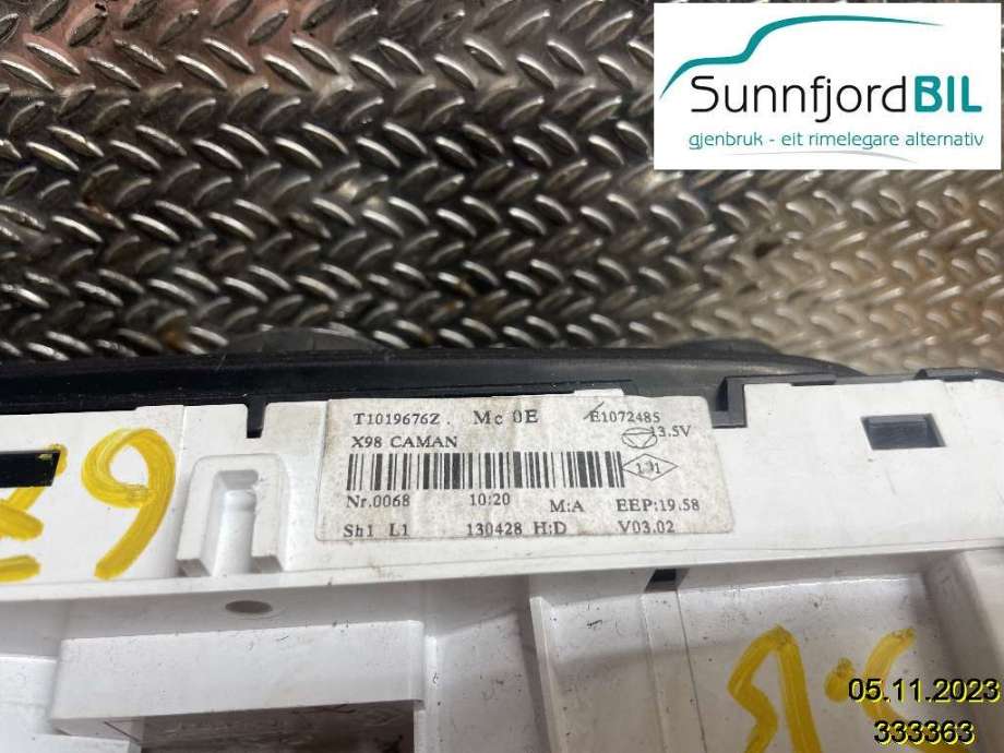 Varmeapparat betjening til Renault Clio 2012-2016 (Type IV, Fase 1)  (RENAULT|275107188R|275102750R|T1019676Z)