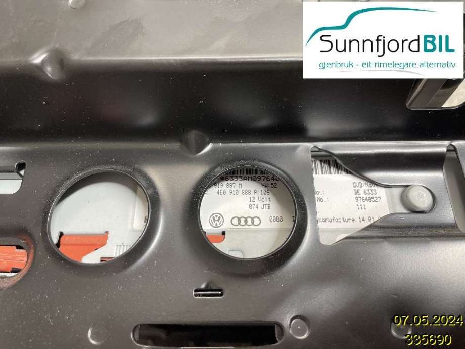 Bilstereo navigasjon til Audi A4 2007-2014 (Type IV) (B8) (B8) (AUDI|4E0910888P|4E0910888PX)