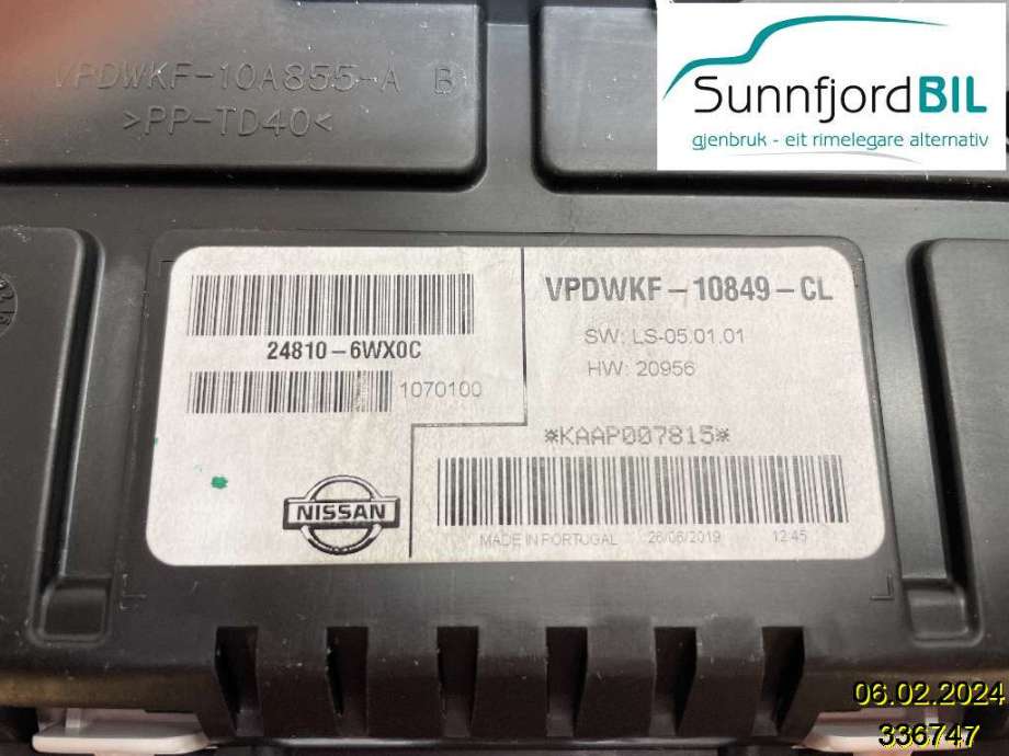 Instrumentpanel til Nissan E-NV200 2014-->>  (NISSAN|248106WX0C||VPDWKF10849CL)