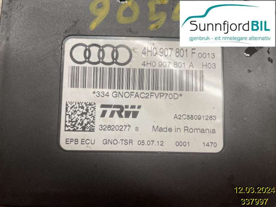 Styreenhet elektrisk parkbrems (EPB - Electric Parking Brake) til Audi A6, 2011-2014 (Type IV, Fase 1) (C7) (C7) (AUDI|)