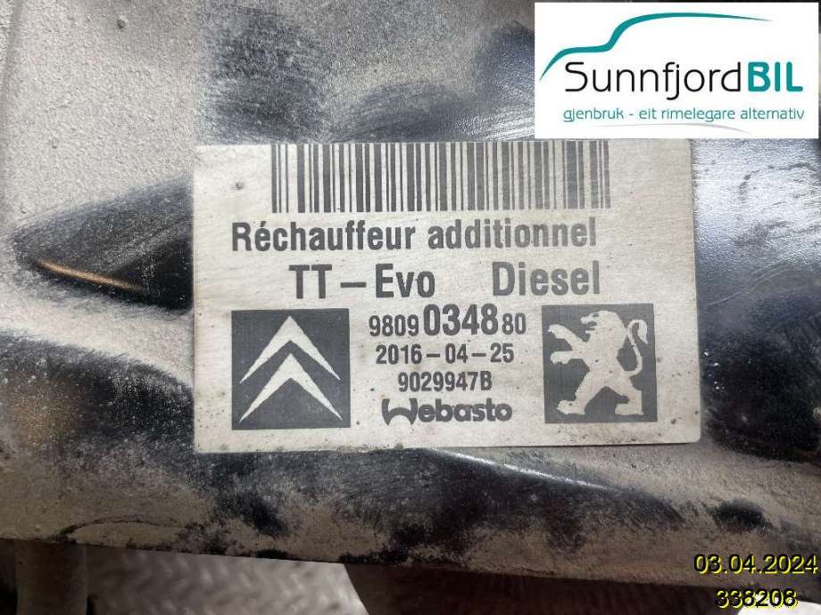 Dieselvarmer til Toyota Proace 2016-->> (Type II)  (TOYOTA||9809034880)