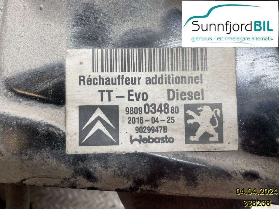 Dieselvarmer til Toyota Proace 2016-->> (Type II)  (TOYOTA||9809034880)