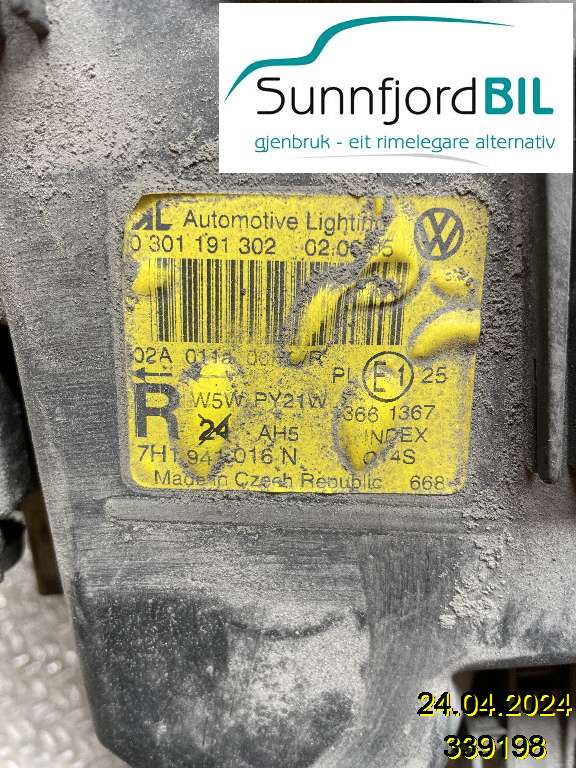 Frontlykt høyre halogen til VW Transporter / Caravelle 2003-2009 (Fase 1) (T5) (T5) (VOLKSWAGEN|7H1 941 018 N|)