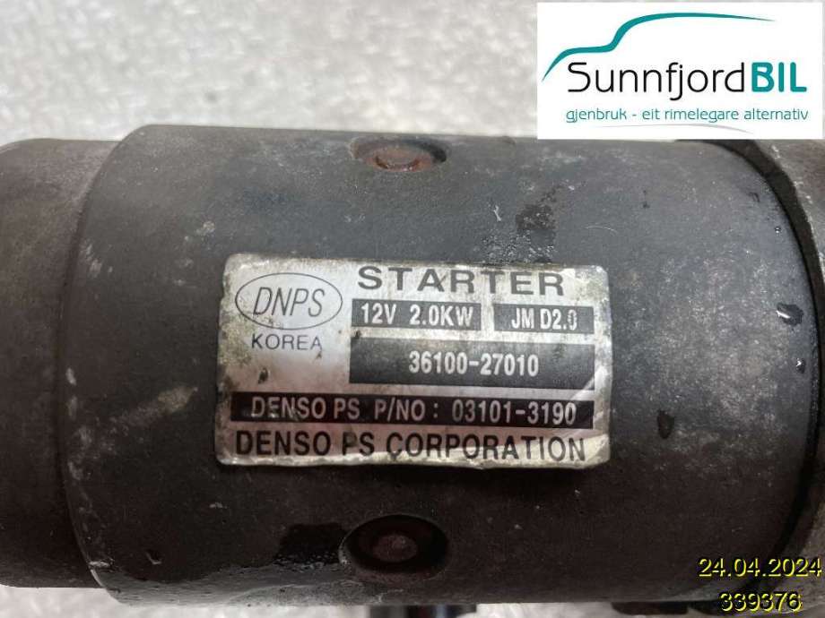 Starter diesel til Hyundai Santa Fe 2006-2009 (Type II, Fase 1)  (HYUNDAI|3610027010|)