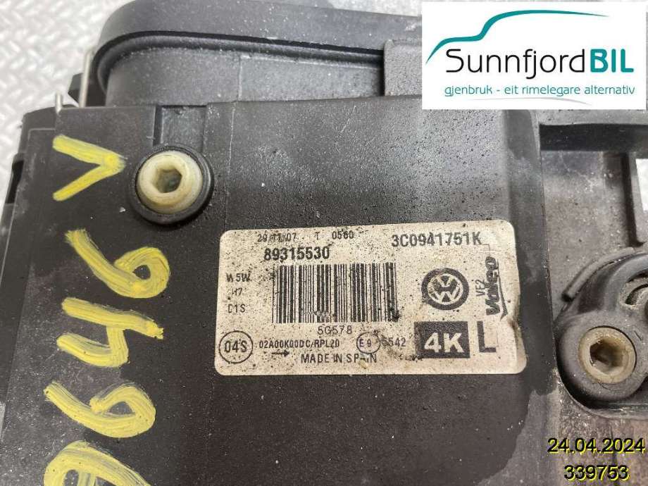 Frontlykt venstre xenon til VW Passat 2005-2010 (B6) (B6) (VOLKSWAGEN|3C0 941 753 K|)