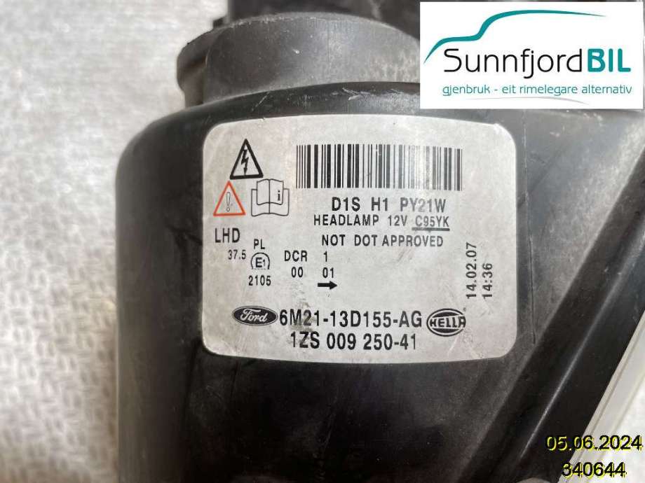 Frontlykt venstre halogen til Ford S-Max 2006-2010 (Type I, Fase 1)  (FORD|6M21-13006-AH|1801378|)
