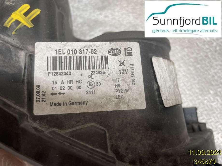 Frontlykt høyre halogen til Saab 9-3 2008-2011 (Type II, Fase 2)  (SAAB||1EL01031702)